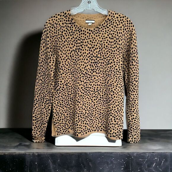 J. Crew 100% Cashmere Sweater - Cheeta Print - XS- MINT Condition - Picture 1 of 5